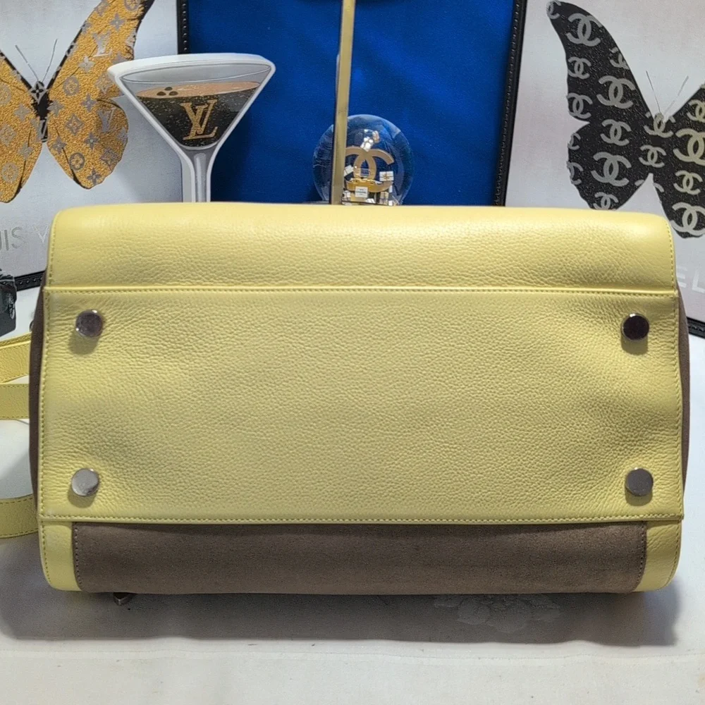 Jimmy Choo Rosalie Color Block  Yellow and Taupe 2 Way Satchel - RARE🔥🔥